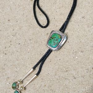Hopi Bolo Tie 925 Sterling SOLID Silver & Turquoise NWT